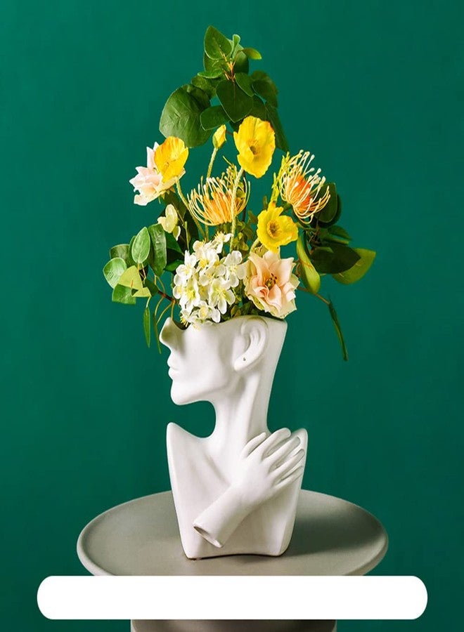 KatoonX Ceramic Head Face Flower Vase for Statue Home Decoration (Matte White) - Image 4